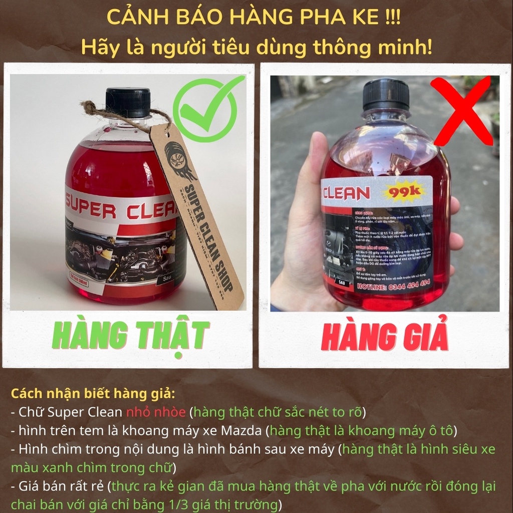 NƯỚC TẨY RỬA ĐẦU BÒ LỐC MÁY XE MÁY SIÊU MẠNH, SIÊU SẠCH SUPER CLEAN