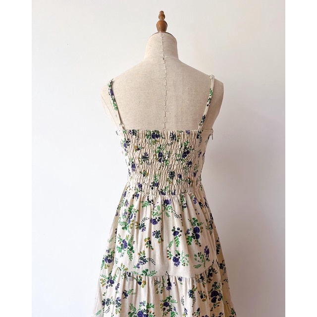 Đầm dây ba tầng in họa tiết, form xoè công chúa, lưng thun co giãn DOKESI  - Willow dress