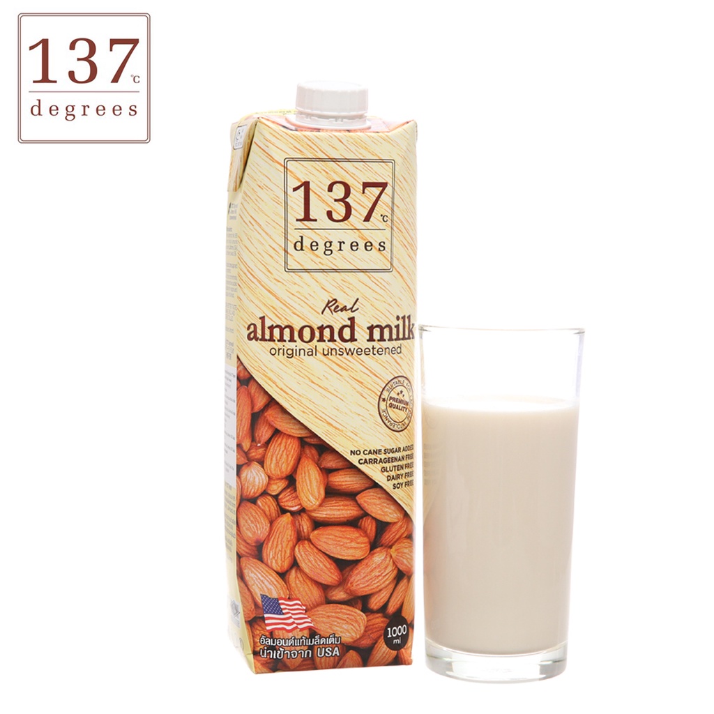 HỘP 1 LÍT SỮA HẠT HẠNH NHÂN NGUYÊN CHẤT KHÔNG ĐƯỜNG ALMOND MILK UNSWEETENED ORIGINAL 137 DEGREES