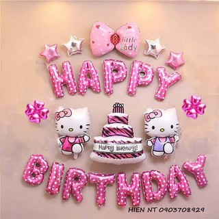  Set bóng sinh nhật hello kitty kèm bánh - dụng cụ pha chế quầy bar, gia dụng [ có sỉ ]