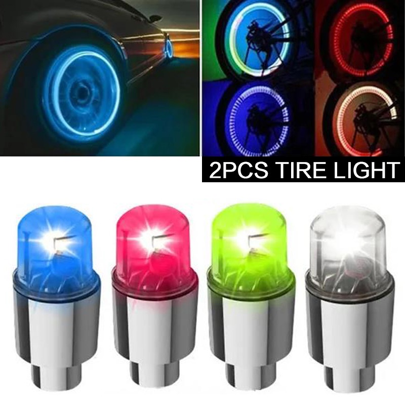 Bộ 2 Đèn LED Neon Nhấp Nháy Gắn Van Bánh Xe Đạp / Xe Máy / Xe Hơi