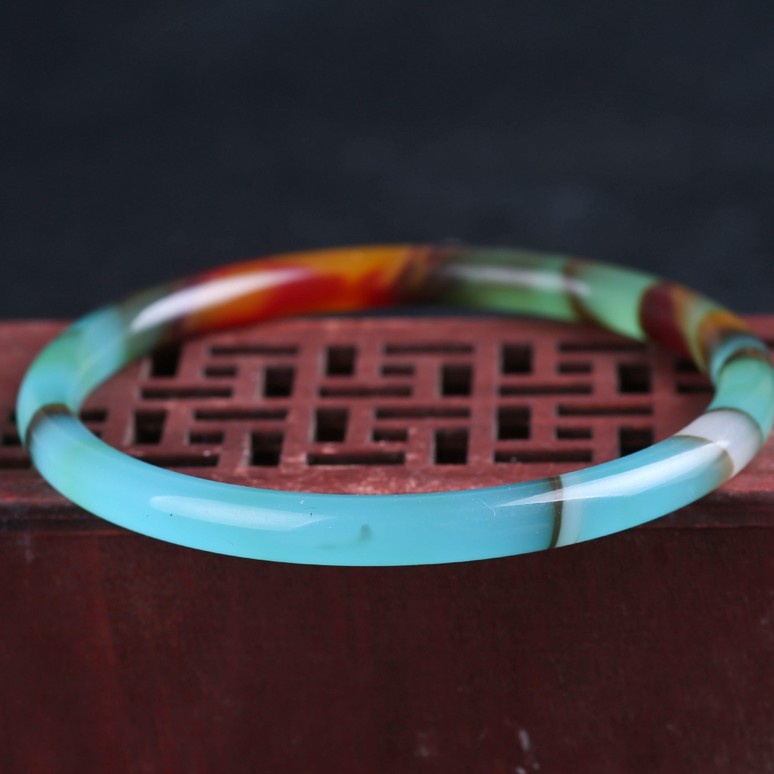 Vòng Tay Ngọc Bích Lụa Ngọc Bích Tròn Nhiều Màu Sắc Ngọc Bích Phong Cách Retro