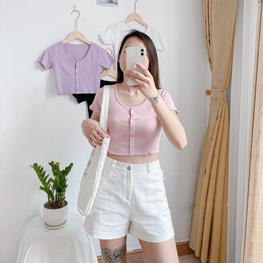 Áo croptop cúc dọc SOFM WEAR (4 Màu)