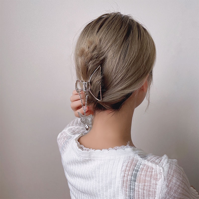 Kẹp Tóc Kim Loại Mặt Hình Bướm Phong Cách Hàn Quốc