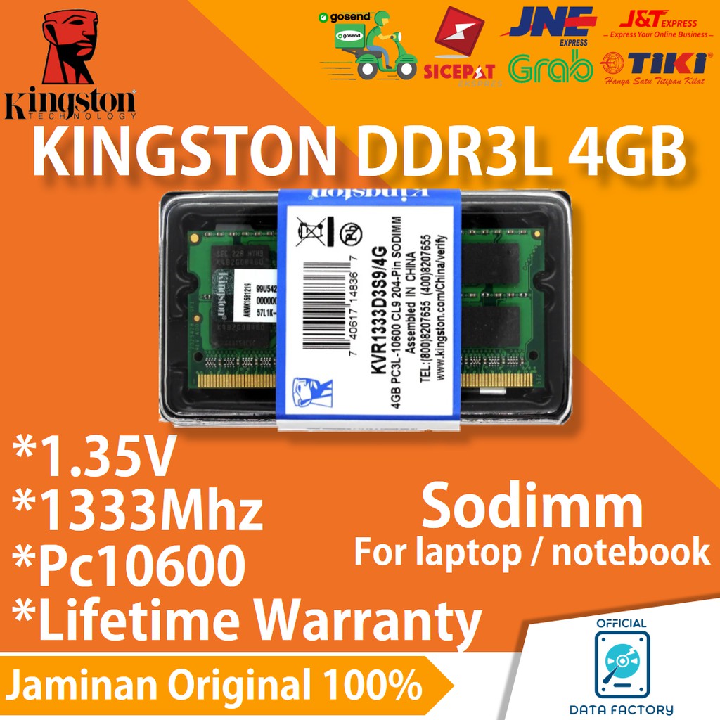 Laptop Kingston Ddr3L Ram 4gb 1333mhz Pc10600 Sodimm Ddr3 Memory 1.35v 1333 Mhz Ddr 3 Pc 10600 2 Gb