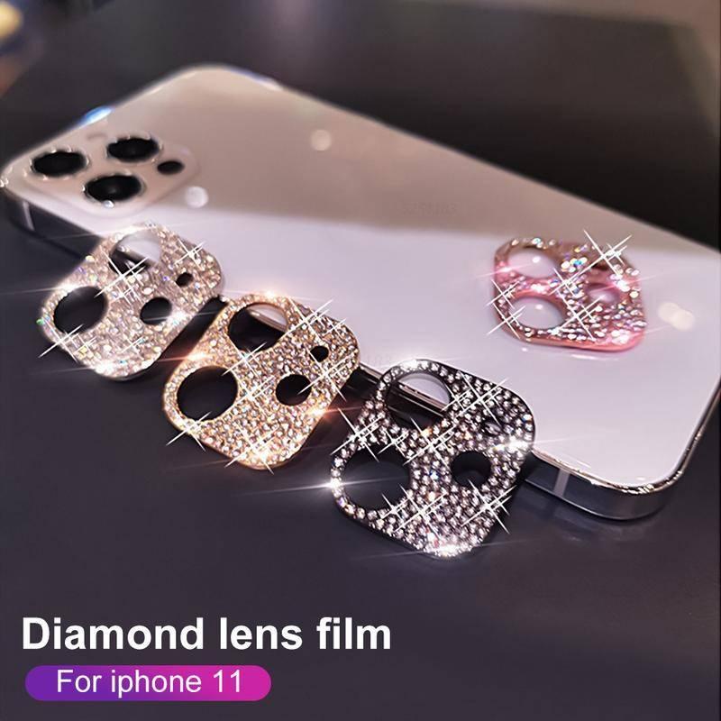 Miếng dán bảo vệ ống kính camera đính đá lấp lánh thích hợp cho iphone 12 11 13 Pro Max 12
