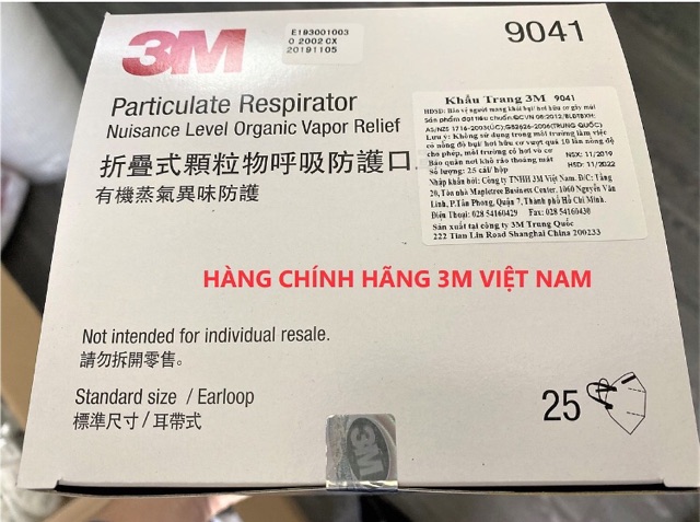 Khẩu trang 3M -9041  than hoạt tính chống bụi , mồ  hôi, kháng khuẩn . Chuẩn FFP1- N90