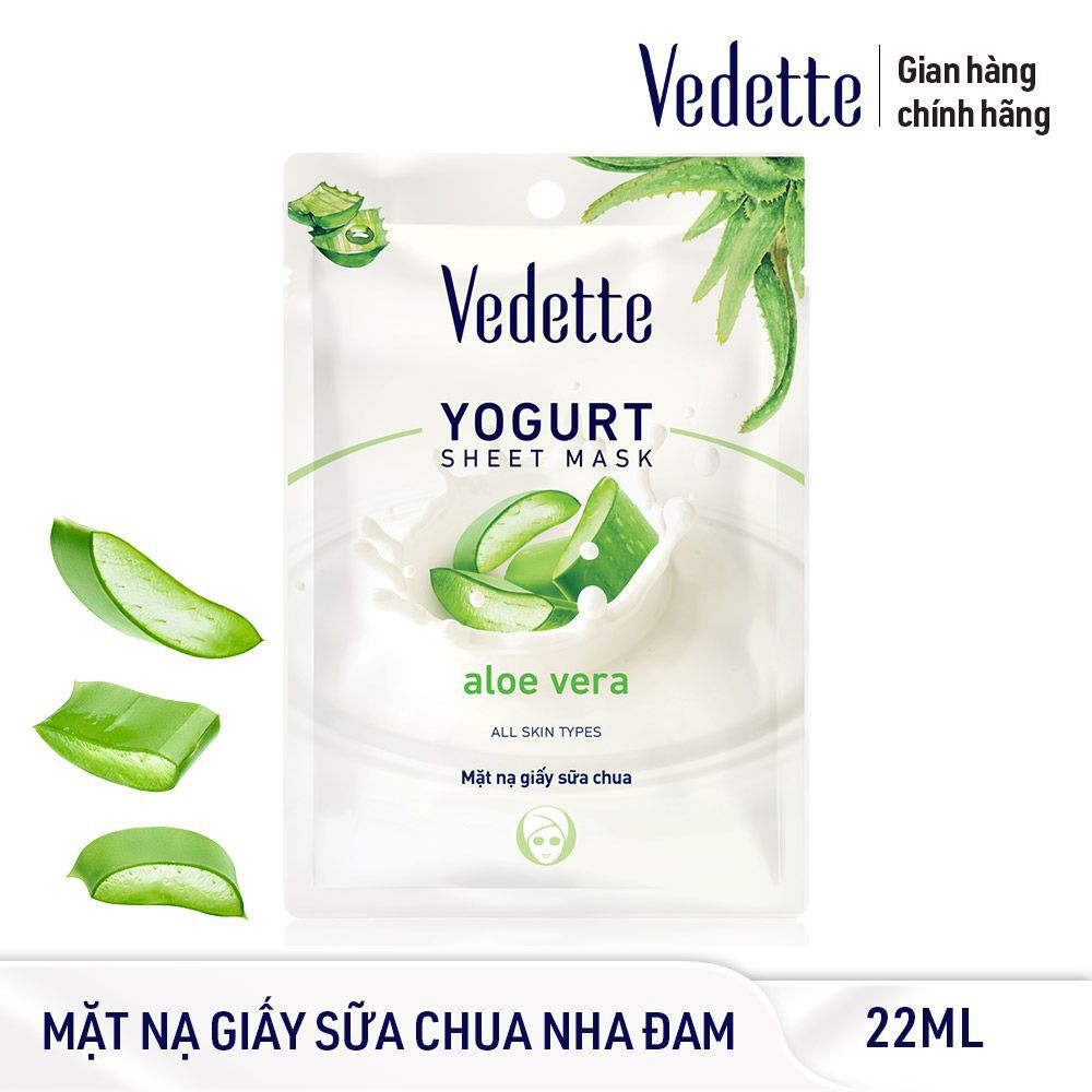 Mặt Nạ Giấy Sữa Chua Tinh Chất Nha Đam Vedette Giúp Làm Ẩm Và Dịu Da 22ml