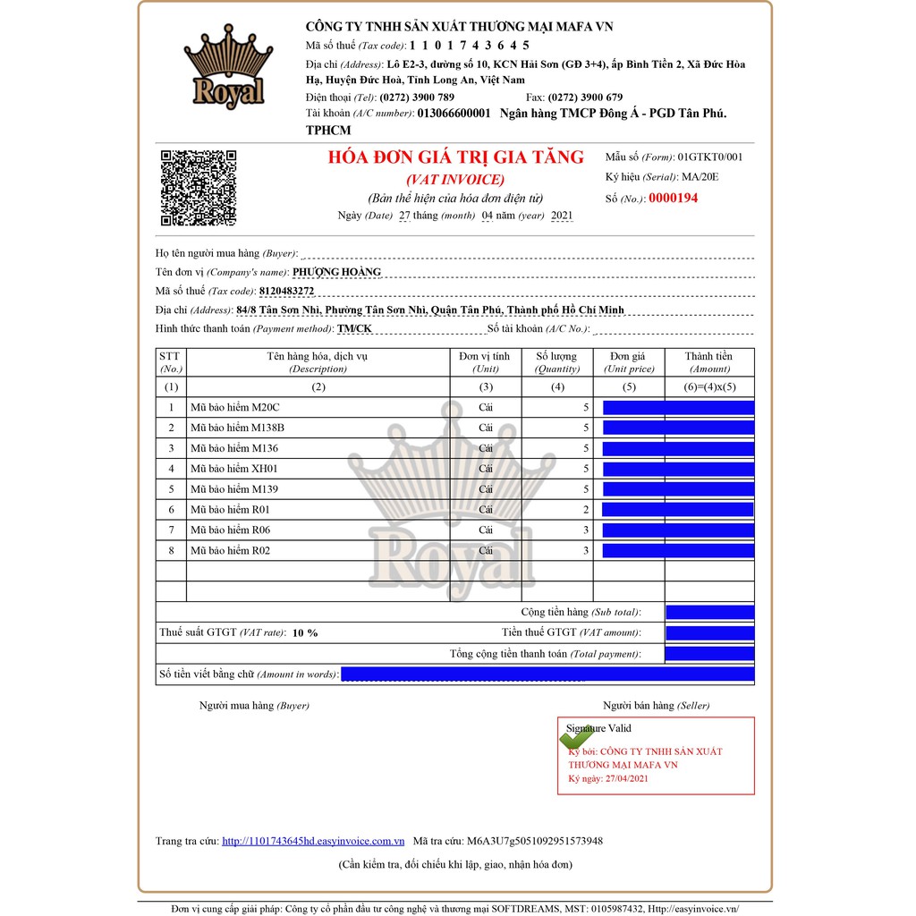 Mũ bảo hiểm 3/4 chính hãng Royal M20C