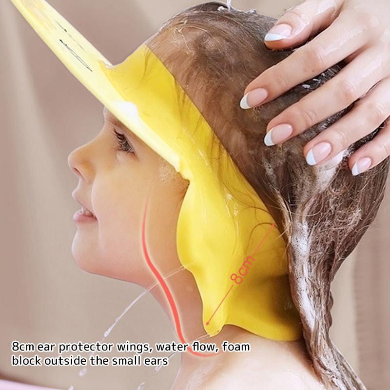 [Hàng mới về] Mũ gội đầu bằng silicon dẻo 2 trong 1 có thể điều chỉnh chống nước cho bé