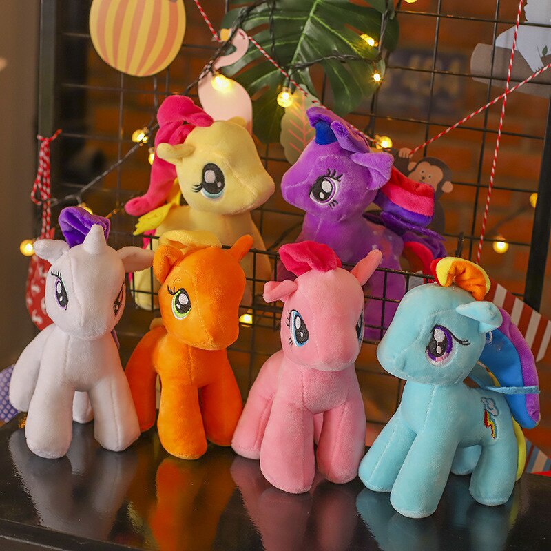 Thú Nhồi Bông Hình Con Ngựa Pony Màu Cầu Vồng Mềm 25cm