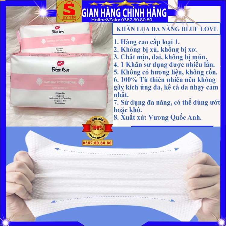 Bông tẩy trang 3 lớp cotton pads cao cấp xịn Blue Love Anh Quốc siêu mềm mịn dai không xù xơ không mủn 100 miếng vuông