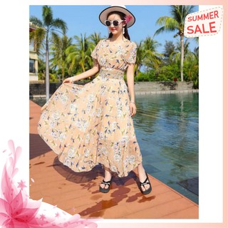 Đầm Maxi Hoa Nhí Dáng Dài Cao Cấp - Váy Xoè Đi Biển 2 Lớp Voan Lụa Nhập Tha Thướt Yêu Kiều
