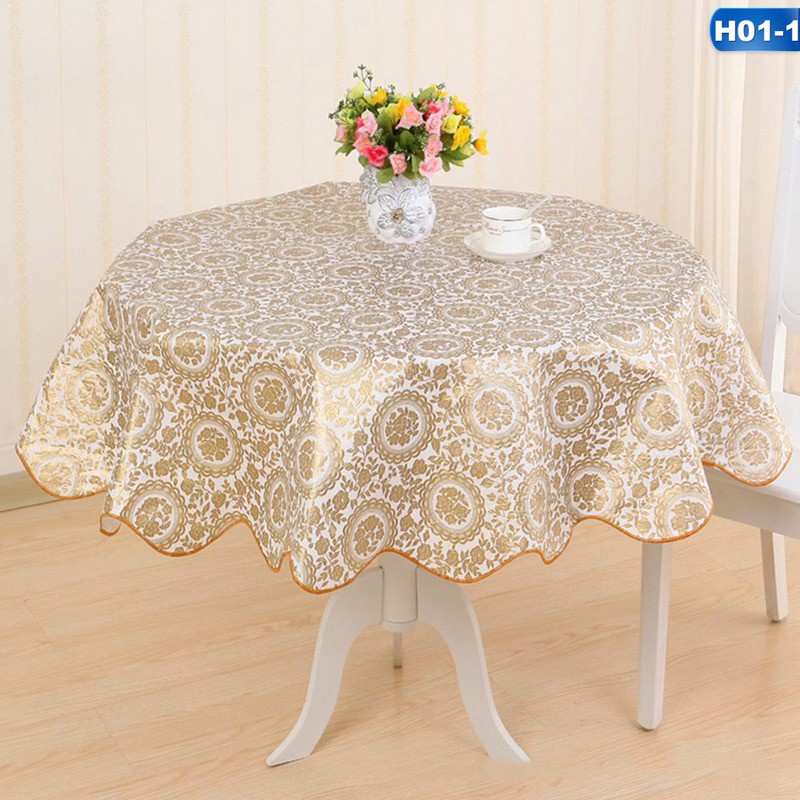Khăn Trải Bàn Tròn Bằng Nhựa Chống Thấm Nước Họa Tiết Đơn Giản