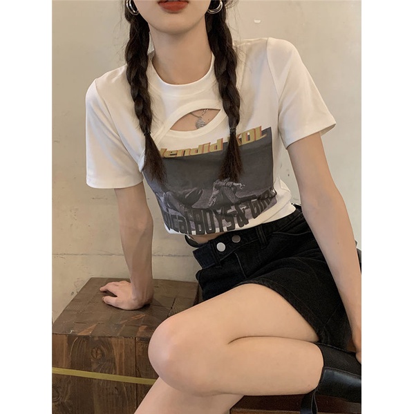 Áo thun nữ ngắn tay in chữ phong cách Hàn Quốc
