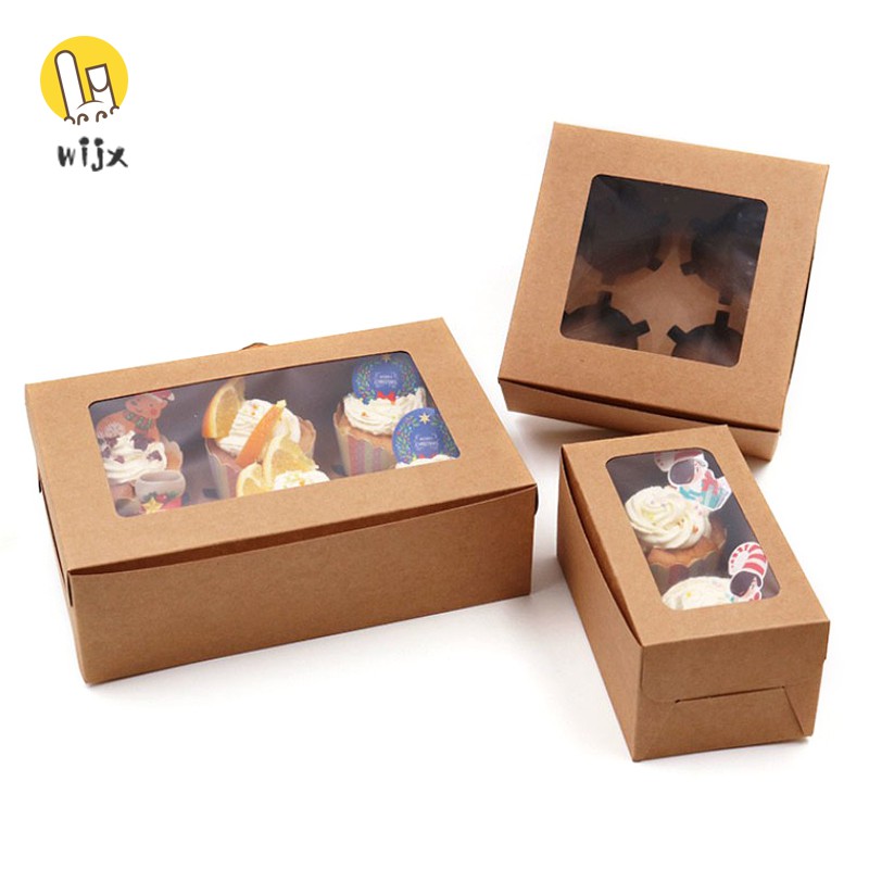 Set 10 Hộp Giấy Đựng Bánh Cupcake 2 / 4 / 6 Lỗ Phong Cách Hàn Quốc Tiện Dụng