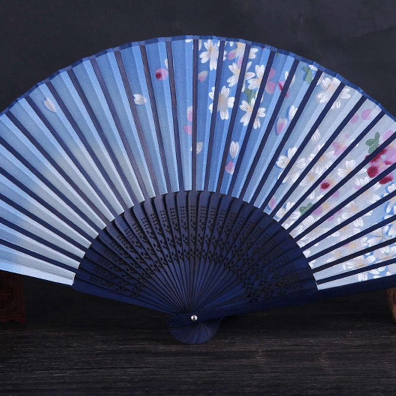 Quạt Cầm Tay Gấp Gọn Bằng Lụa Họa Tiết Sóng Biển Fuji Kanagawa Phong Cách Nhật Bản Trang Trí Tiệc Cưới
