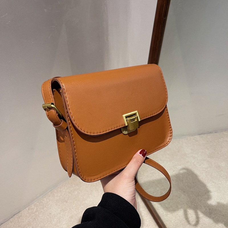 Túi đeo chéo có khóa phong cách retro đơn giản cho nữ