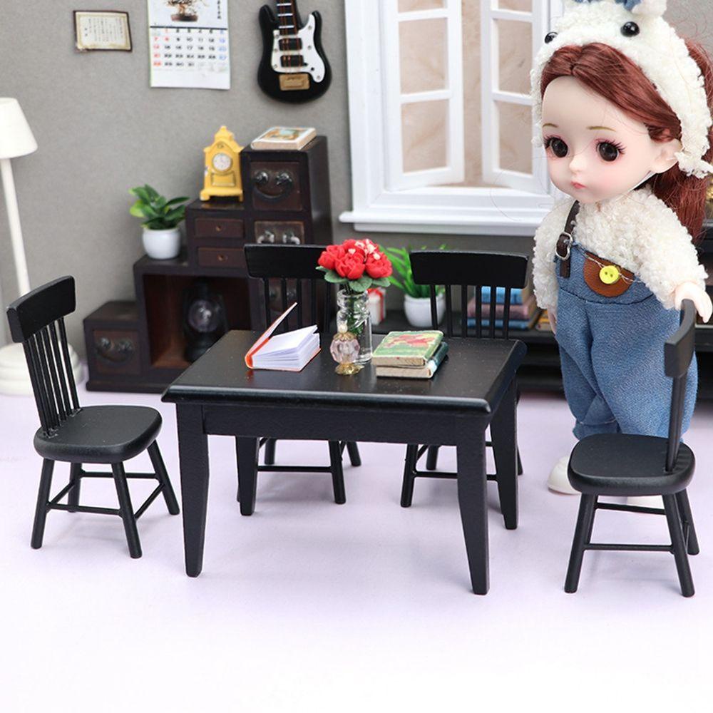 Mô Hình Bàn Ăn Bằng Gỗ Chất Lượng Cao Tỷ Lệ 1 / 12 Dùng Trang Trí Nhà Búp Bê