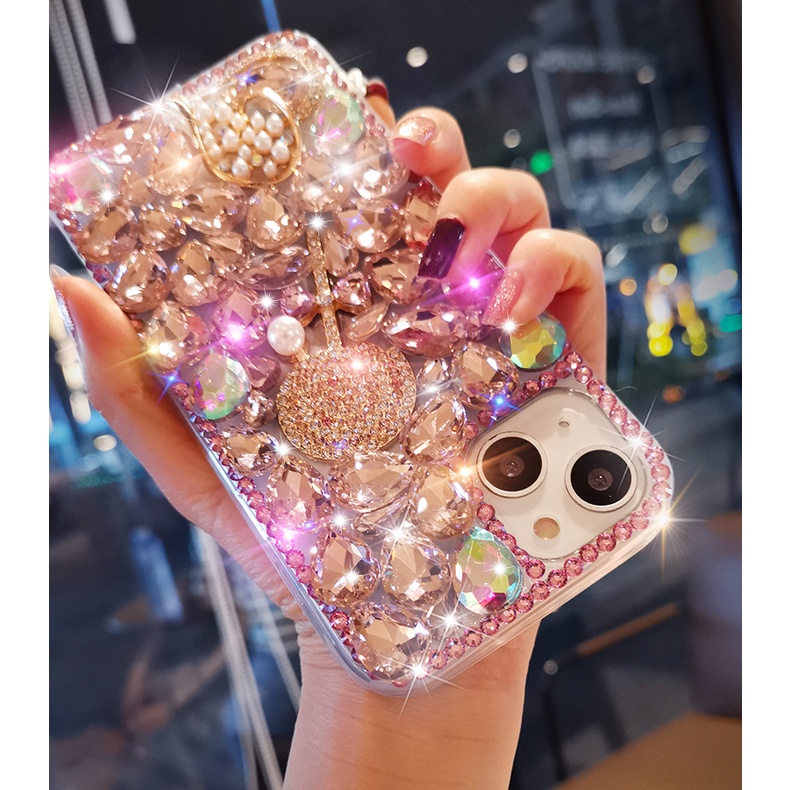 Ốp Điện Thoại Đính Đá Lấp Lánh Có Dây Đeo Cho Xiaomi Redmi Note 11 Pro 11s 10 10s 9s 9 8 4G Redmi 9A 9C 9T 10C POCO X3