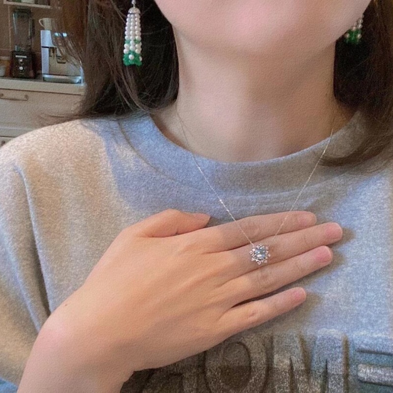 Dây chuyền Rinhoo mạ bạc 925 mặt hình bông tuyết đính đá zircon thời trang thanh lịch cho nữ