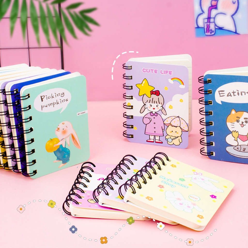 Sổ tay mini cute lò xo a7 có dòng kẻ 160 trang giá rẻ văn phòng phẩm Gôn đồ chơi