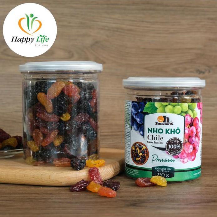 Nho khô mix 3 màu, nho khô nhập khẩu Chile 3 màu đen, đỏ, vàng hộp 500g - Happy Life 4U