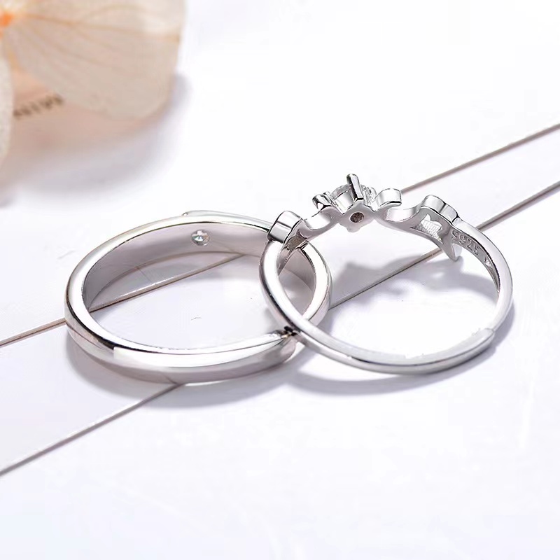 1 Cặp Nhẫn Cưới Hình Thiên Thần Sáng Tạo Phong Cách Hàn Quốc Sang Trọng HSU