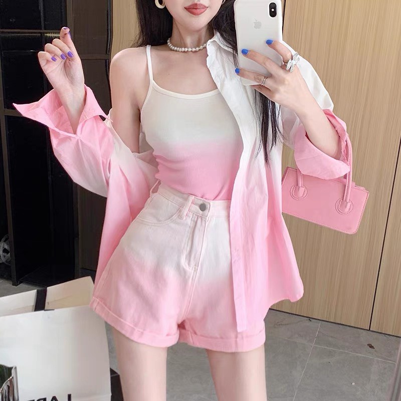 Set đồ bộ nữ đi chơi SUNNY màu hồng phai cá tính