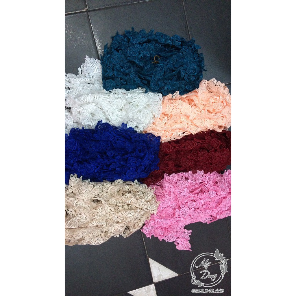 [Nhiều màu] Ren chỉ bông hồng (Dây dài 13,5 mét - Rộng 5,5 cm)