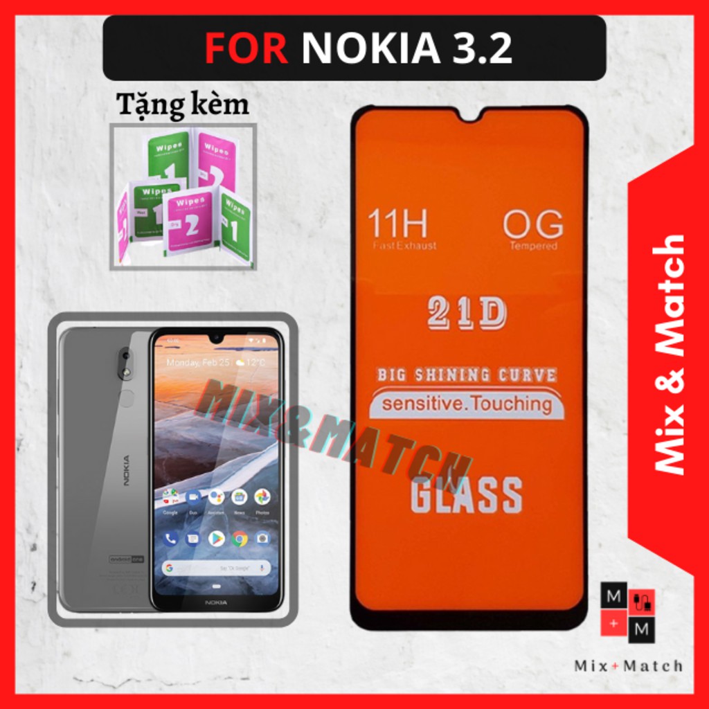 Kính Cường Lực Nokia 3.2 - Siêu Mượt-Full màn cao cấp- Cảm ứng siêu nhạy-Không bám vân tay - Bảo hành 1 đổi 1