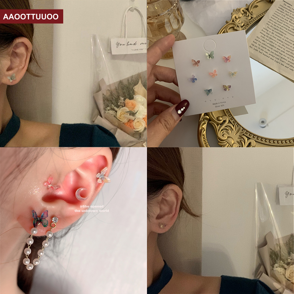 Bộ 8 Khuyên tai hình bướm xinh xắn cho nữ