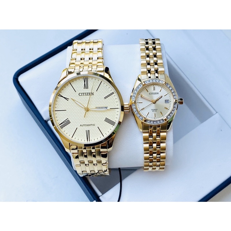 ĐỒNG HỒ COUPLE CHÍNH HÃNG CITIZEN Nam: NH8352-53P - Nữ: EU6062-50P mang vẻ đẹp sang trọng