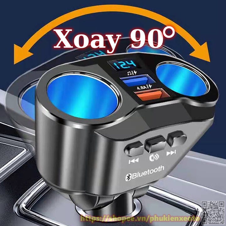 Tẩu Sạc Bluetooth Hai Cổng USB Không Dây Kiêm Máy Nghe Nhạc MP3 Cho Xe Hơi