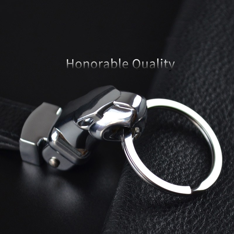 Móc khóa kim loại cao cấp đầu báo móc chìa khóa dây da đầu kim loại dành cho nam thời trang cao cấp Chammart