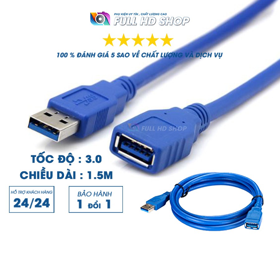 Cáp nối usb 3.0 - Dây nối cổng USB dài 1,5m tốc độ cao - Full HD Shop Mã HD20