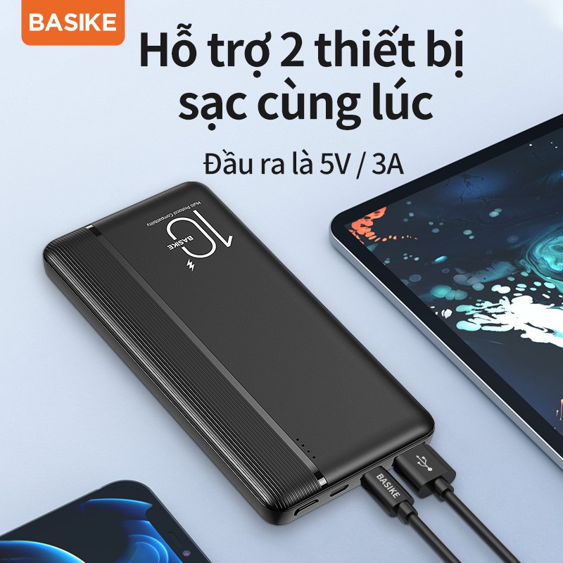 Sạc Dự Phòng BASIKE PT108D 10000mAh PD22.5W 2 Cổng USB Cho iPhone Huawei Samsung Xiaomi Oppo Vivo Realme