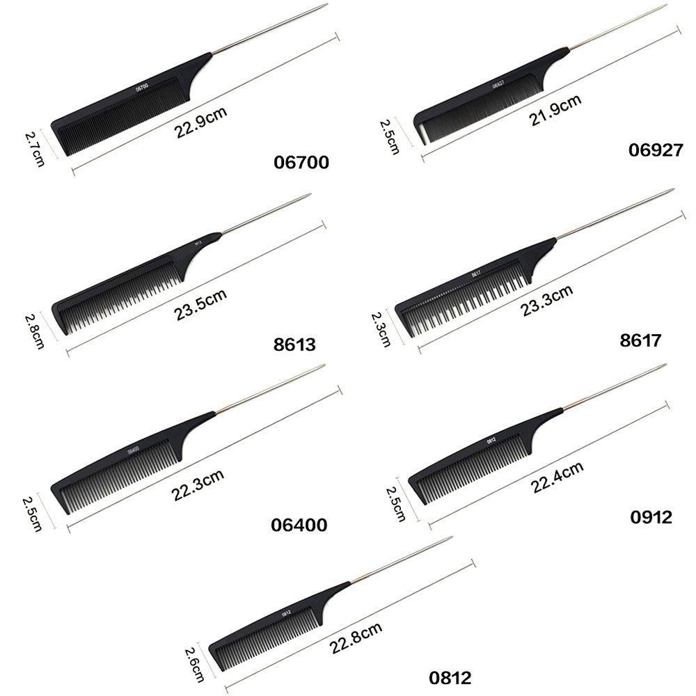 [Hàng mới về] Lược chải tóc tay cầm dài nhọn carbon cứng chống tĩnh điện răng lược mịn chịu nhiệt nhỏ gọn