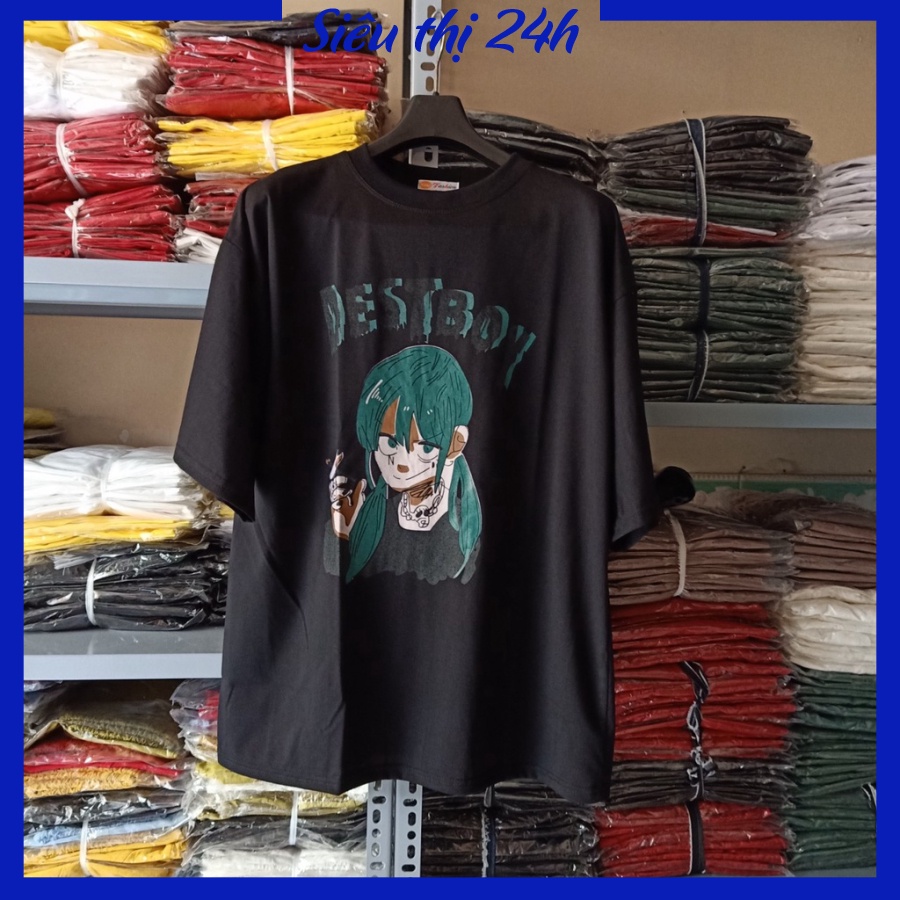 Áo thun nam nữ form rộng tay lỡ, áo phông unisex Siêu thị 24 giờ, chất liệu vải mềm mát, co giãn in chữ Desboy