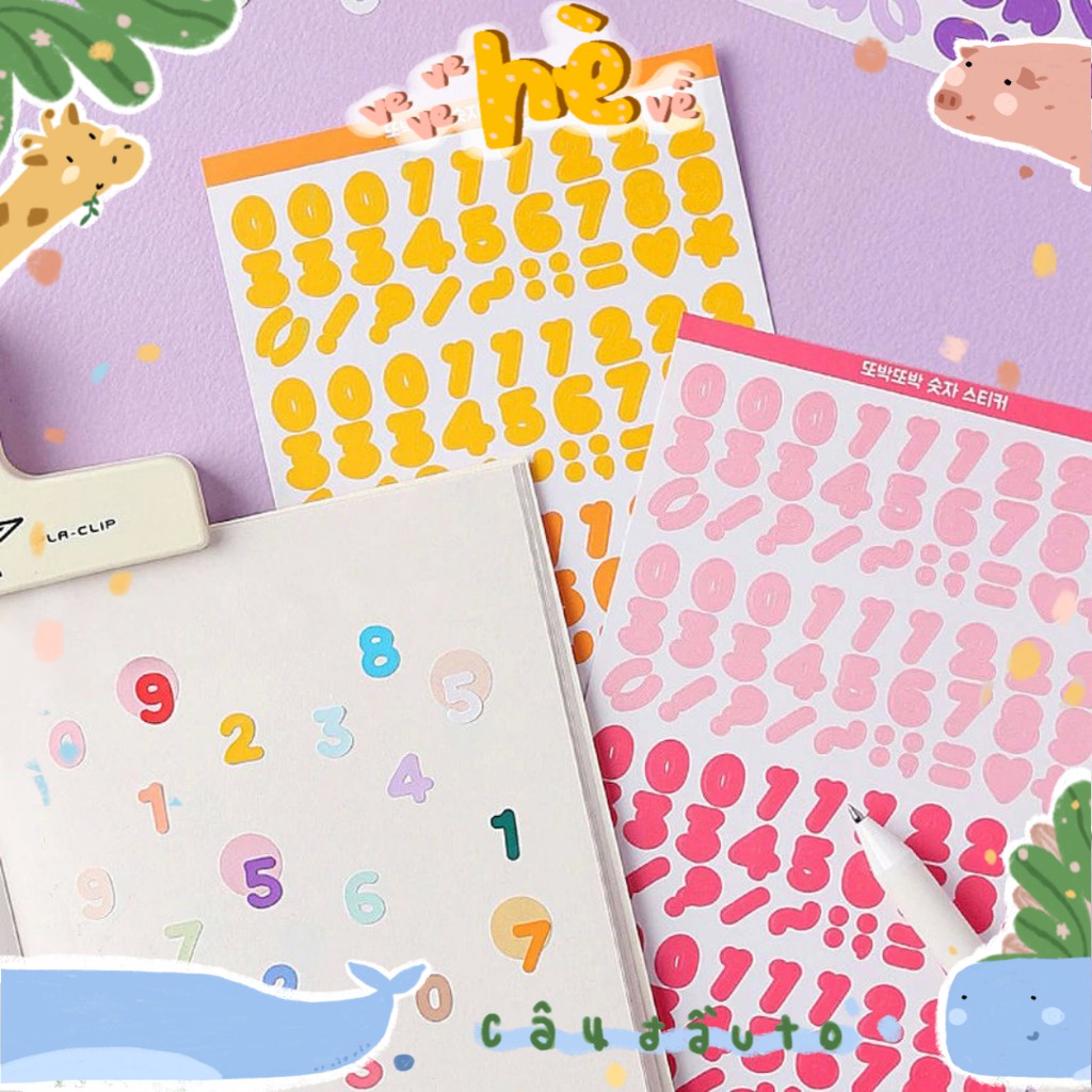 Tấm Hình Dán Hàn Quốc Chữ Và Số Number and Alphabet Sticker Wannathis Design Korea