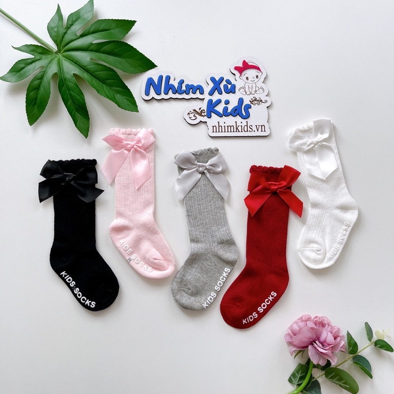 Tất Nơ Bé Gái Sơ Sinh Đến 12kg, Tất Lửng Xinh Xắn Nhiều Màu