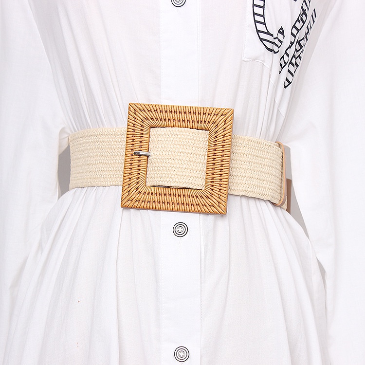 Thắt Lưng Dây Bện PP Co Giãn Mặt Vuông Thời Trang Mùa Hè Cho Nữ