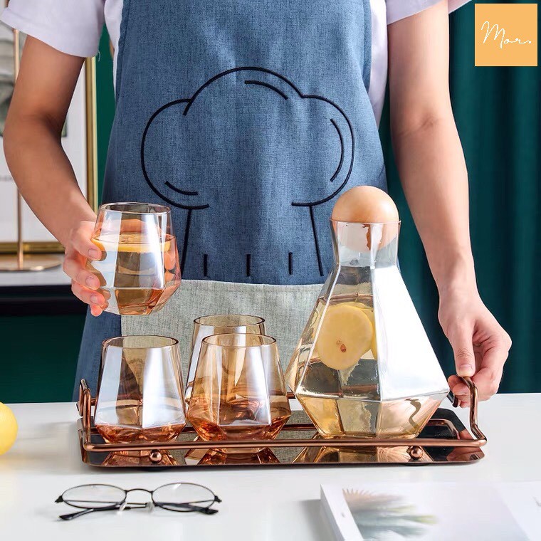 Bộ bình nước thủy tinh chịu nhiệt - 1.3L (4 màu)