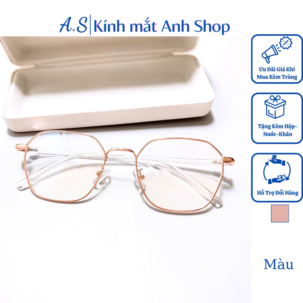 [Mã SKAMCLU8 giảm 10% cho đơn từ 100K] Gọng kính kim loại chữ nhật 28105 nhận cắt mắt cận