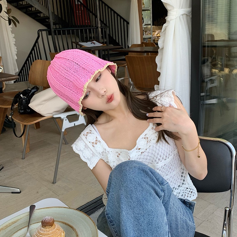Nón Tai Bèo Dệt Kim Mỏng Xinh Xắn Thời Trang Hàn Quốc Cho Nữ