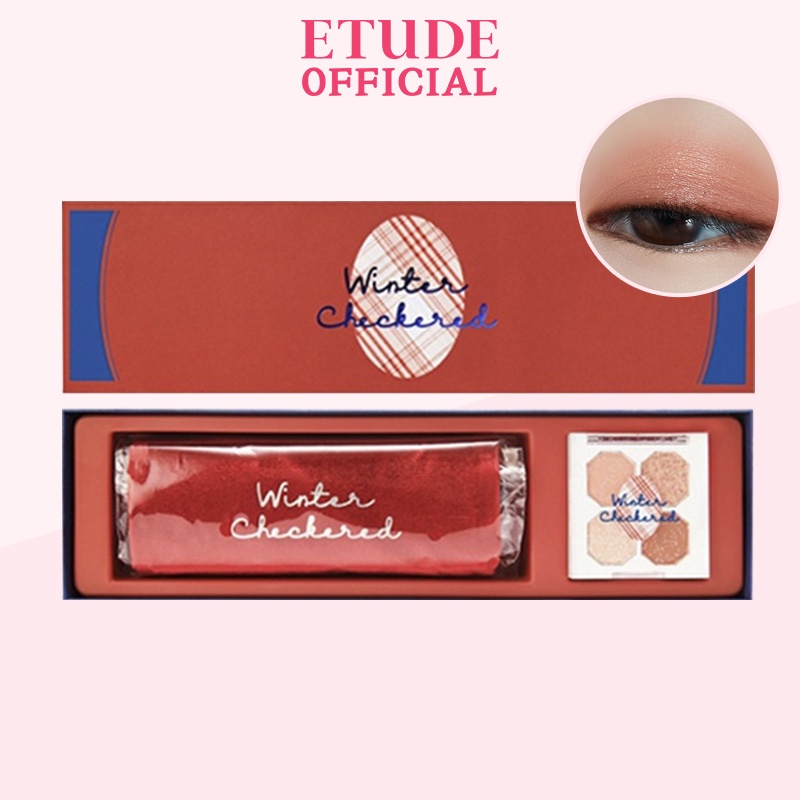 Phấn mắt ETUDE 4 ô màu Winter Checkered Special Pouch Kit (1.2g*4ea + 1 túi nhung đỏ)