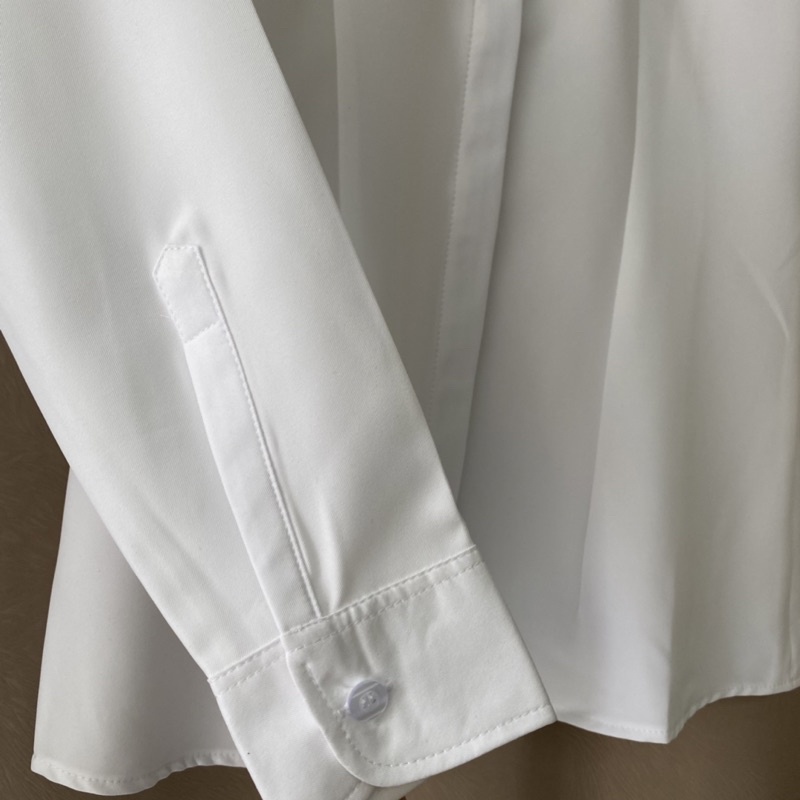 Áo sơ mi nữ tay dài giấu nút HATOP cao cấp vải cotton loại 1 màu trắng ASDT216