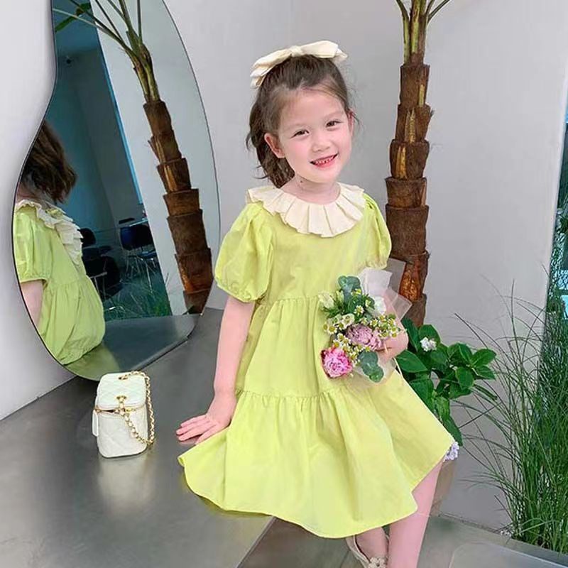 Đầm Công Chúa Tay Phồng Ngắn Hở Lưng Thời Trang Mùa Hè Phong Cách Hàn Quốc Mới Dành Cho Bé Gái