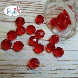 10 viên pha lê Tiệp tròn 8mm đỏ