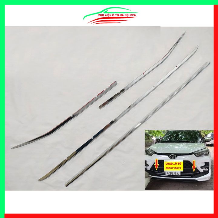 Ốp mặt ca lăng, calang Inox cho xe Raize 2021-2023 thanh dưới biển số ốp lưới tản nhiệt